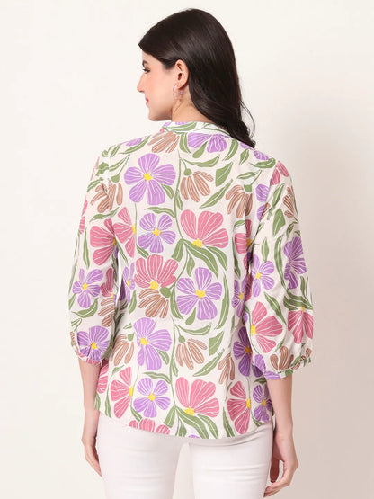 Yufta Multi Cotton Shirt Collar Shrit Style Top - Distacart