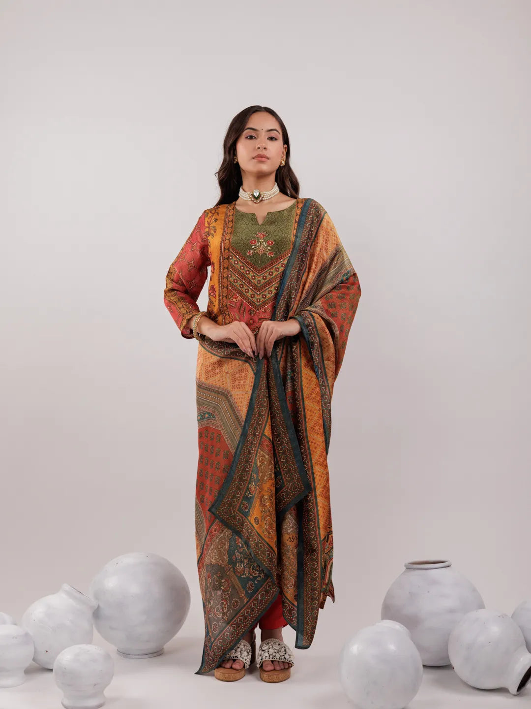 Yufta Multi Pure Shimmer Tissue With Pure Viscose Trouser And Shimmer Dupatta - Distacart