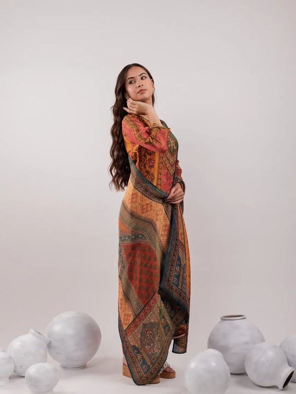 Yufta Multi Pure Shimmer Tissue With Pure Viscose Trouser And Shimmer Dupatta