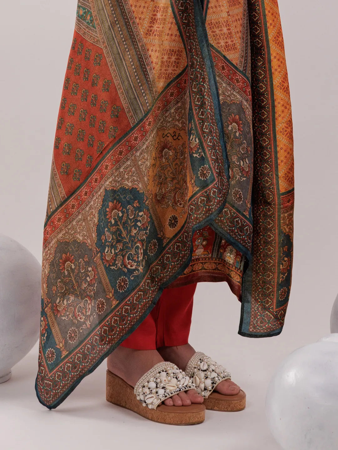 Yufta Multi Pure Shimmer Tissue With Pure Viscose Trouser And Shimmer Dupatta