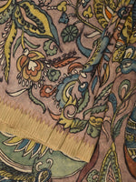Thumbnail for Multicolor Kalamkari Hand Painted Cotton Silk Handloom Saree With Exotic Floral and Peacocks Pallu Design - Global Threads - Distacart