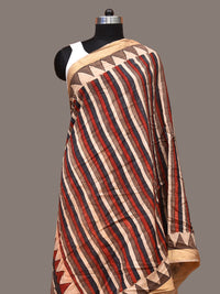 Thumbnail for Multicolor Kalamkari Hand Painted Sico Handloom Dupatta with Strips Design - Global Threads - Distacart