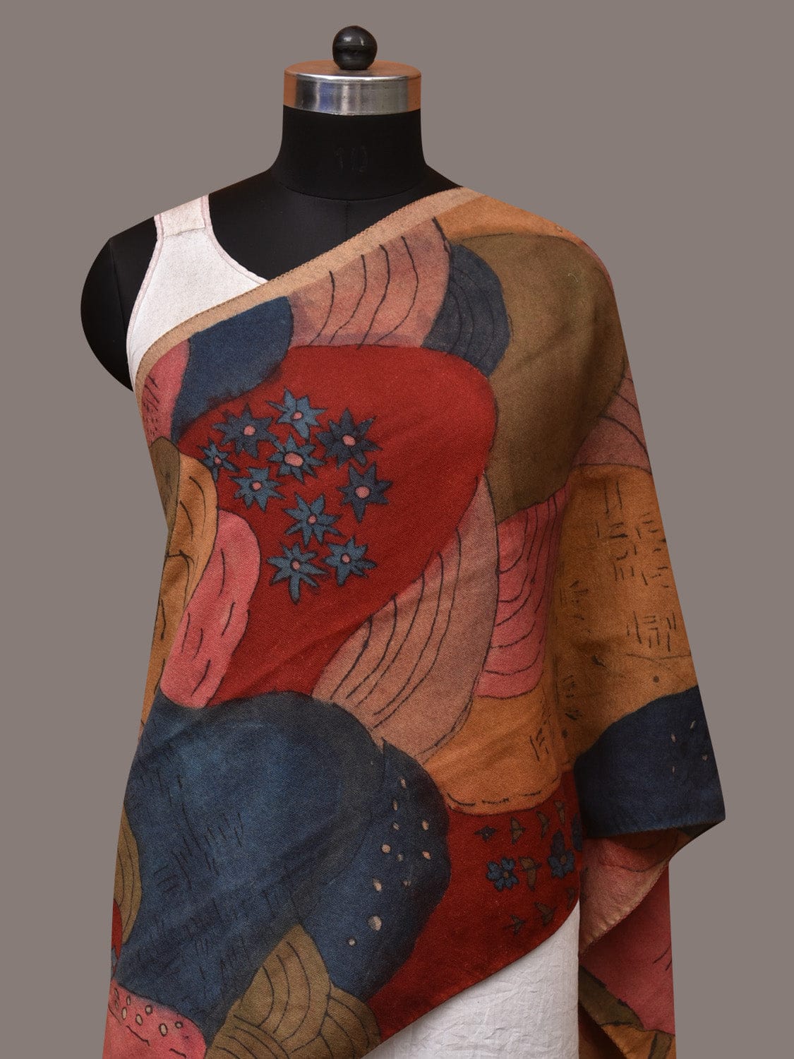 Multicolor Kalamkari Hand Painted Woolen Handloom Stole with Mountains Design - Global Threads - Distacart