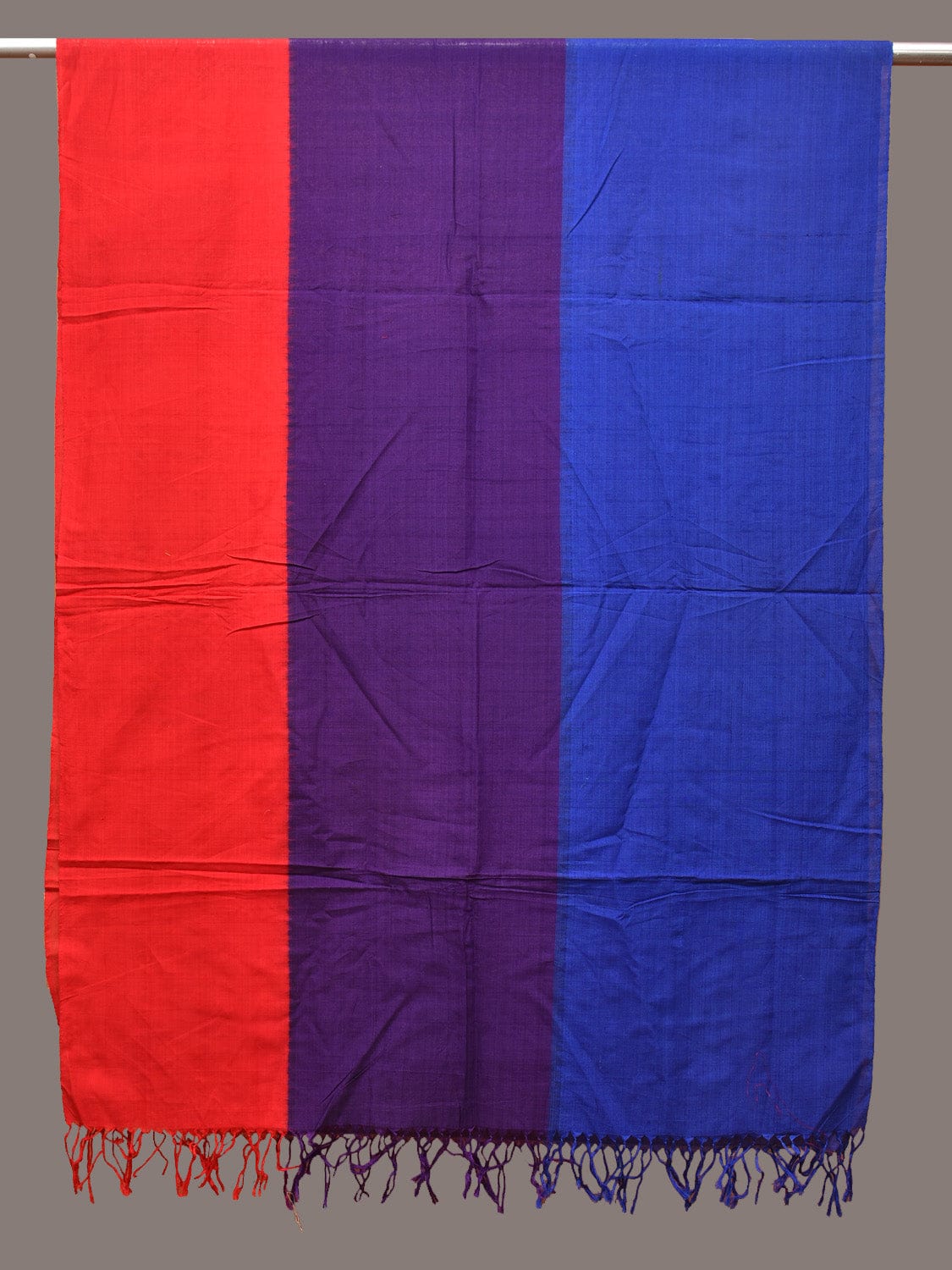 Multicolor Pochampally Ikat Cotton Handloom Plain Dupatta - Global Threads - Distacart