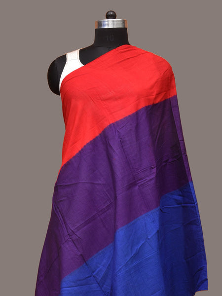 Multicolor Pochampally Ikat Cotton Handloom Plain Dupatta - Global Threads - Distacart