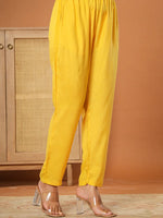 Thumbnail for Yufta Muslin Mustard Hand_Embroidery Kurta Dupatta Pant Set