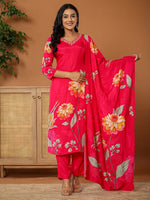 Thumbnail for Yufta Muslin Pink Kurta Dupatta Pant Set