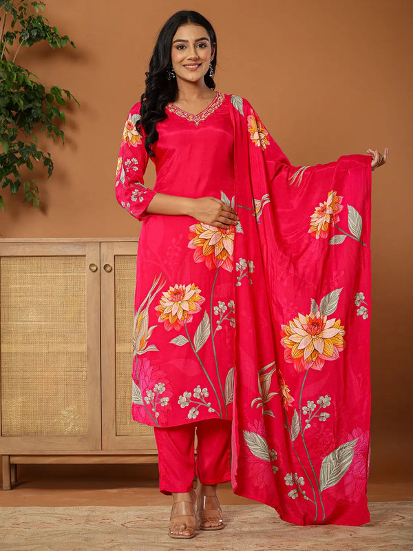 Yufta Muslin Pink Kurta Dupatta Pant Set