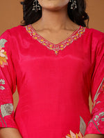Thumbnail for Yufta Muslin Pink Kurta Dupatta Pant Set