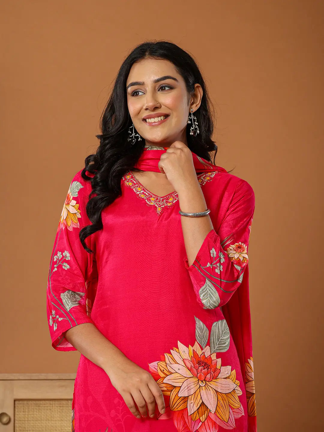 Yufta Muslin Pink Kurta Dupatta Pant Set