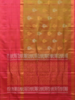 Thumbnail for Mustard and Pink Uppada Silk Handloom Saree with Body Buta and Checks Border Design - Global Threads - Distacart