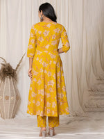 Thumbnail for Yufta Mustard Cotton Dori_Embroidery Anarkali Kurta Dupatta Set