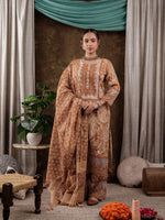 Thumbnail for Yufta Mustard Cotton Kurta Dupatta Set With Lace Detailing