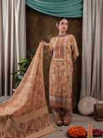 Thumbnail for Yufta Mustard Cotton Kurta Dupatta Set With Lace Detailing