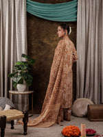Thumbnail for Yufta Mustard Cotton Kurta Dupatta Set With Lace Detailing
