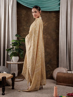 Thumbnail for Yufta Mustard Cotton Schiffli Kurta Dupatta Set With Lace Detailing