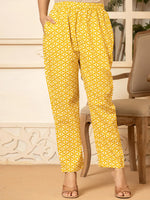 Thumbnail for Yufta Mustard Embroidery Cotton Straight Kurta Dupatta Set