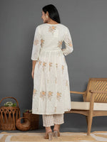 Thumbnail for Yufta Mustard Gota_Patti Cotton Anarkali Kurta Dupatta Pant Set