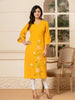 Yufta Mustard Hand Painted Straight Kurta - Distacart