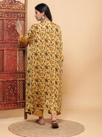Thumbnail for BohoJazz Mustard Vegetable Dye Flowy Modal Kurta with Pants
