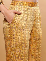 Thumbnail for BohoJazz Mustard Vegetable Dye Flowy Modal Kurta with Pants