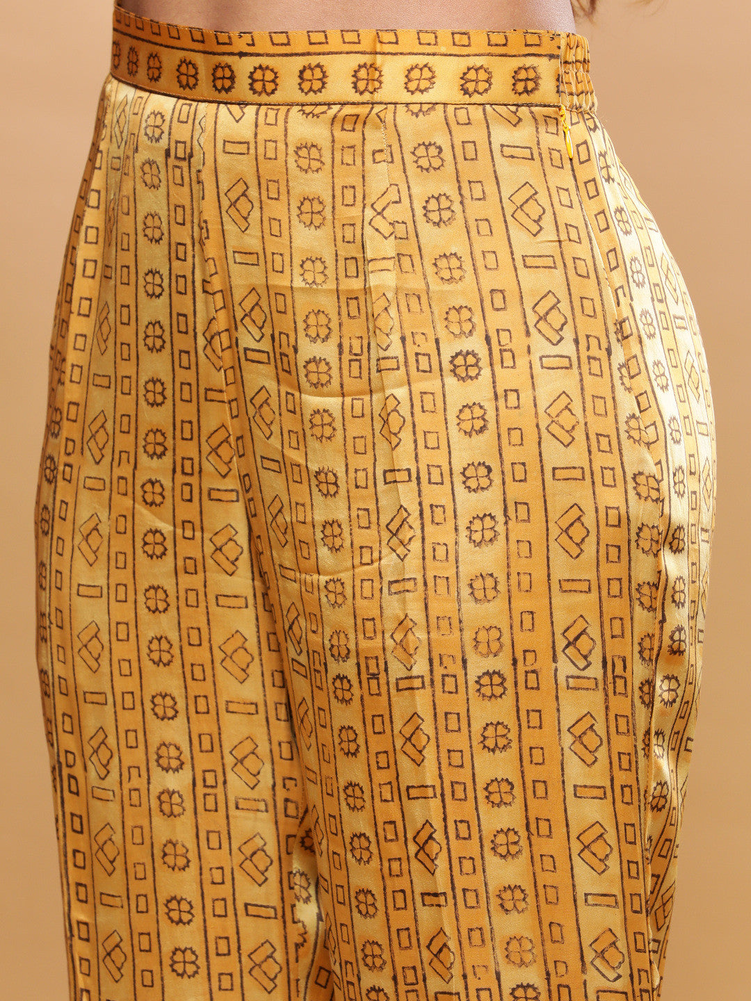 BohoJazz Mustard Vegetable Dye Flowy Modal Kurta with Pants