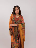 Thumbnail for Yufta Mustard Pure Shimmer Tissue With Pure Viscose Trouser And Shimmer Dupatta