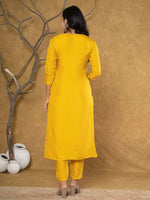 Thumbnail for Yufta Mustard Silk Beads And Stones,Sequins_Work Kurta Dupatta Set - Distacart