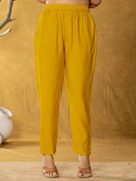 Thumbnail for Yufta Mustard Silk Kurta Dupatta Pant Set