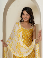 Thumbnail for Yufta Mustard Silk Kurta Dupatta Pant Set