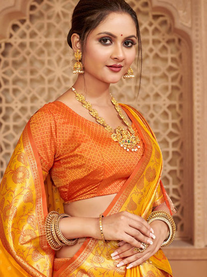 Anaita Mustard Silk Saree With Blouse Piece - Distacart