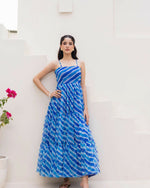 Thumbnail for Aayaa Designer crape hand work Multi indo western - Blue