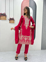 Thumbnail for Teeya Creation Womens New Wedding Wear Heavy Embroidery Thread Work Kurta Set - Dista