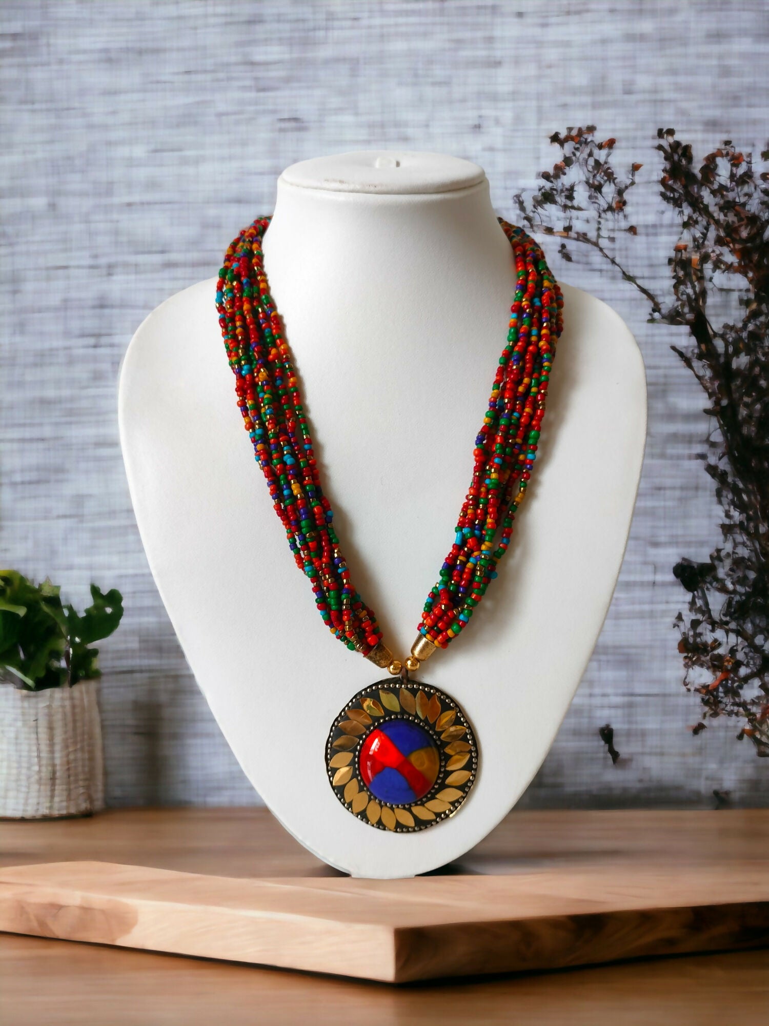Inhanns Everyday Statement Beaded Pendant Necklace - Multi Colour - Distacart