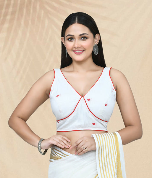 Joban Fashion Women's White Embroidered Stitched Blouse