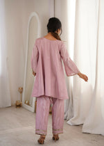 Thumbnail for Teeya Creation Womens New Wedding Wear Pink Color With Mirror & Lace Work Kurta Pant Set - Dista