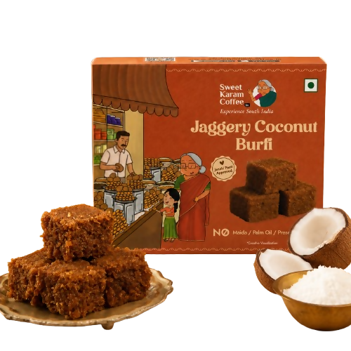 Sweet Karam Coffee Jaggery Coconut Burfi - Dista
