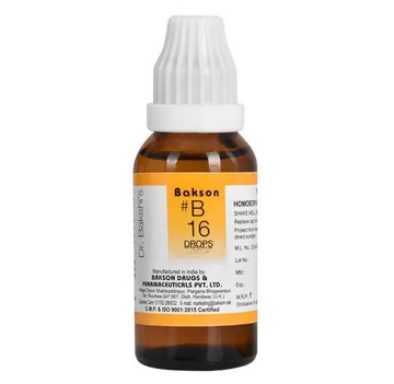 Bakson's Homeopathy B16 Drops - Distacart