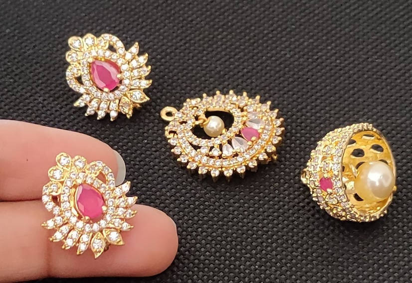 AD Emeralds Designer Beautiful 4 in 1 Earrings for brides