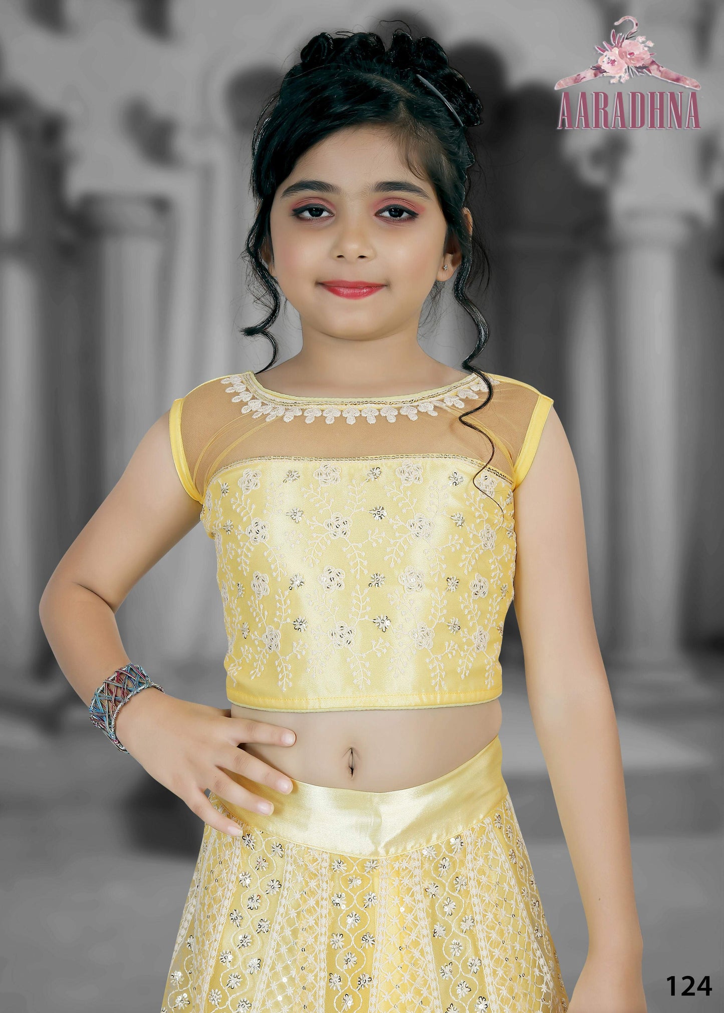 Wedding Designer Navy blue Net Kidswear Lahenga - Aaradhna - Distacart