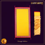 Thumbnail for Damaroo 2x4 ft | Ornate Nylon Pooja Couple Mat | Jacquard Pink Trim & Tassels - Mango Yellow - Distacart