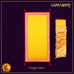 Thumbnail for Damaroo 2x4 ft | Graceful Nylon Pooja Couple Mat | Red & Subtle Golden Trim & Tassels - Mango yellow - Distacart