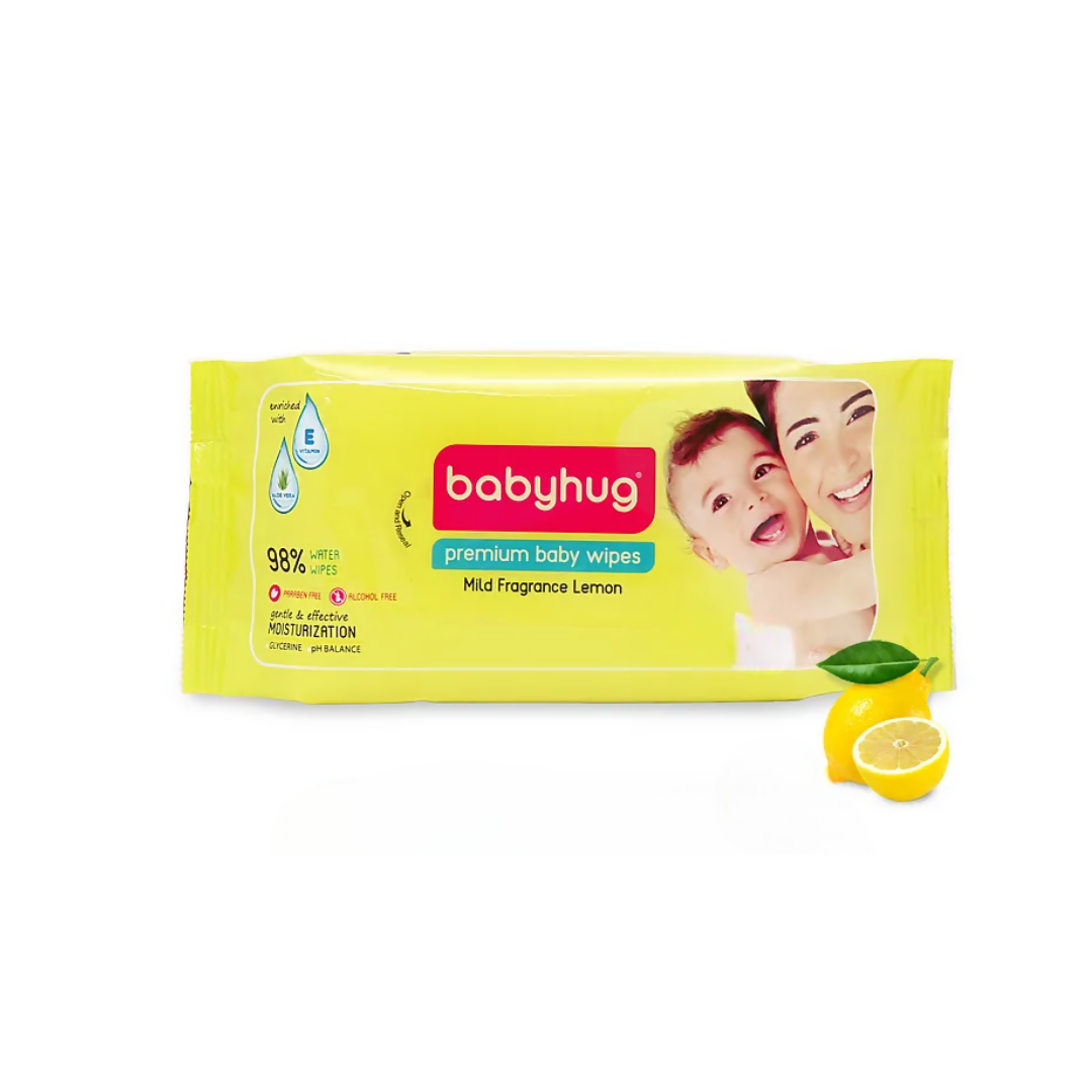 Babyhug Premium Water Baby Wet Wipes with Lemon Scent - Distacart