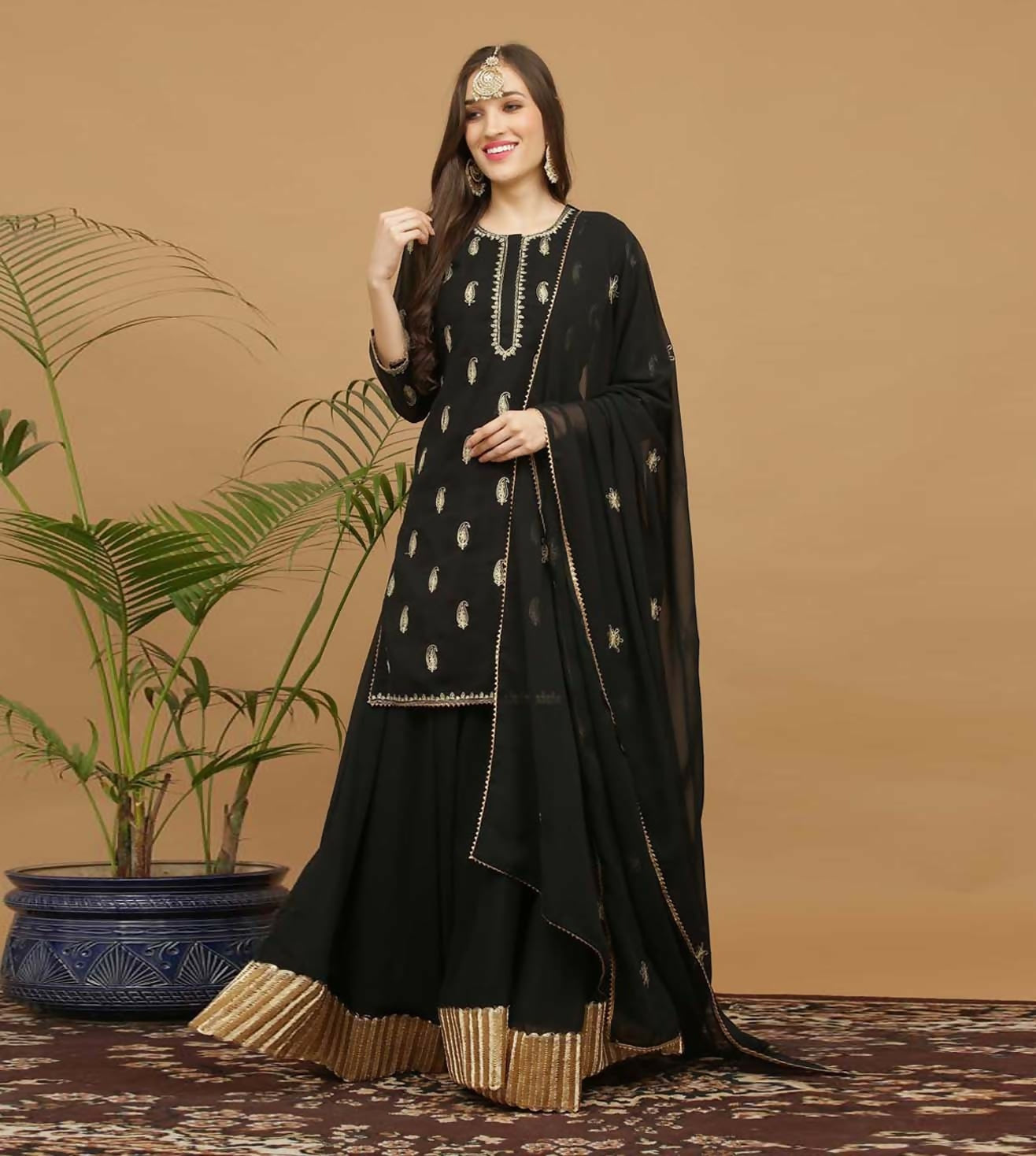 Joban Fashion Black Georgette Lehenga Set