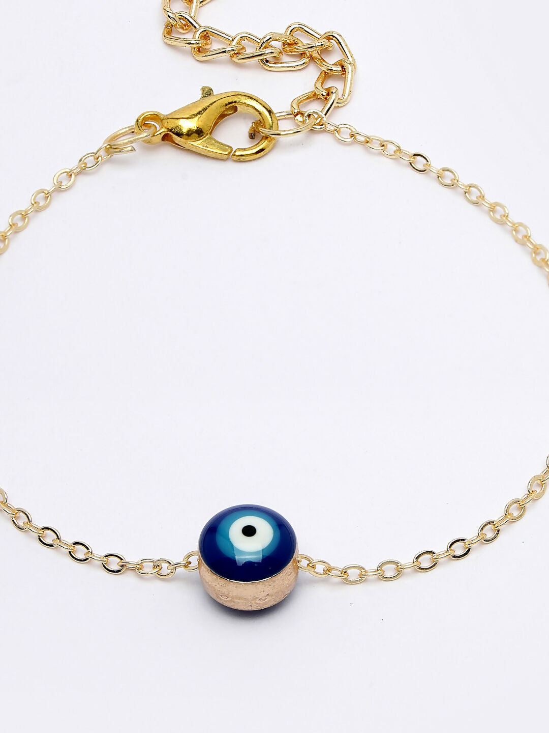 NVR Women Gold-Toned Blue Evil Eye Charm Bracelet - Distacart