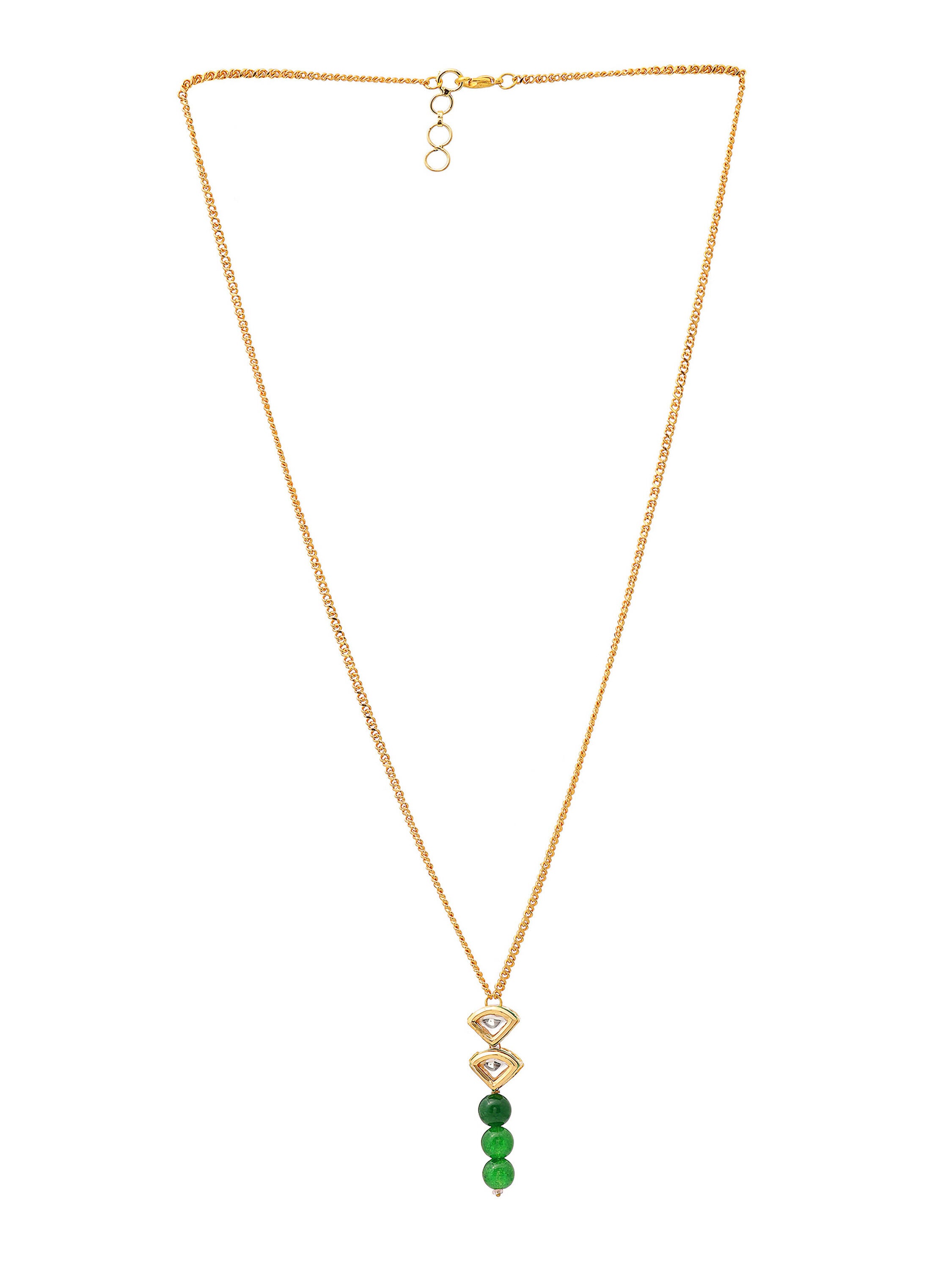 Ruby Raang Green Aventurine Kundan Necklace