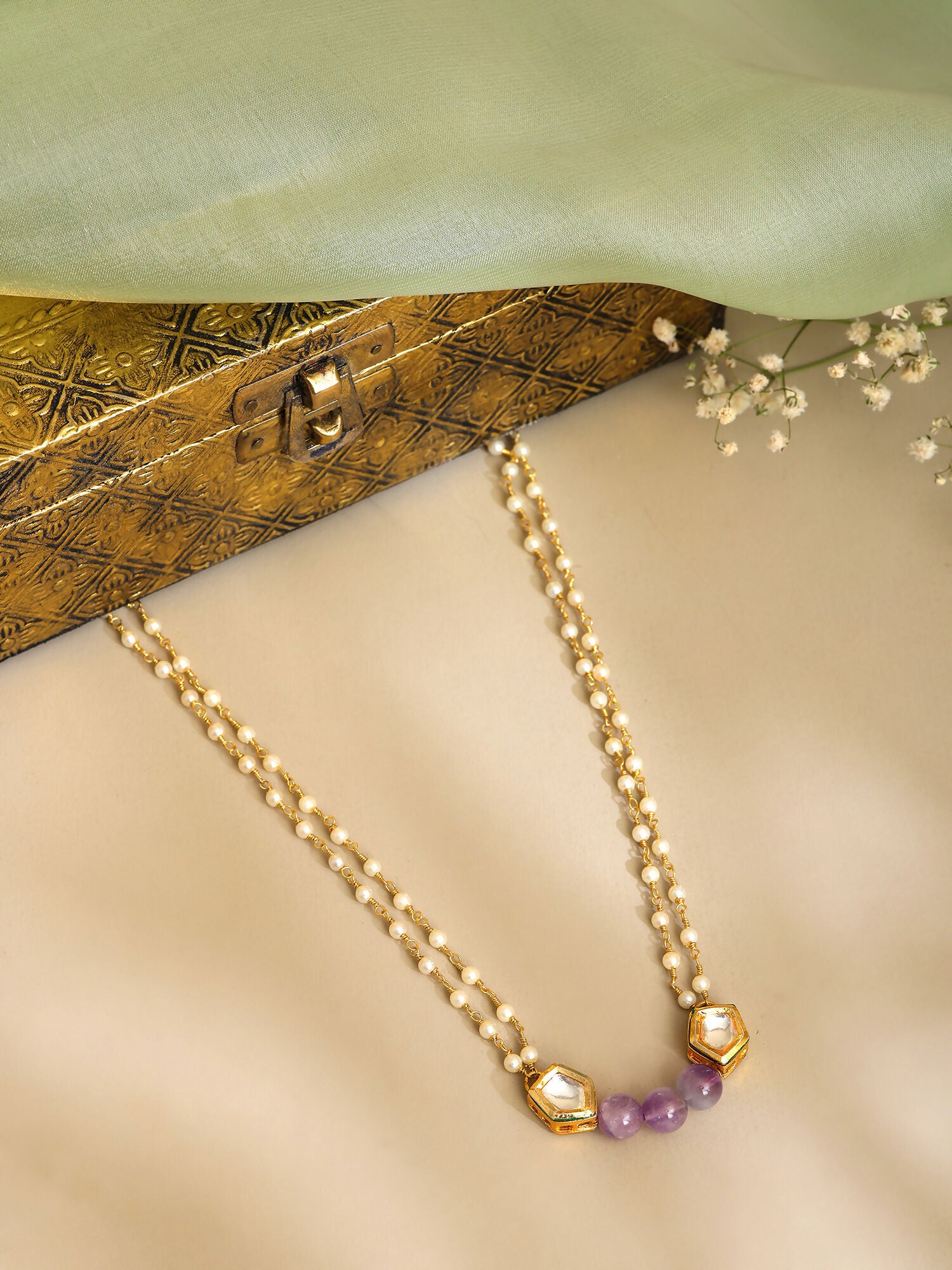 Ruby Raang Purple Amethyst Kundan Necklace