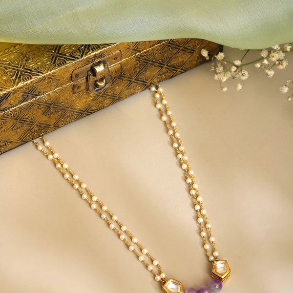 Ruby Raang Purple Amethyst Kundan Necklace