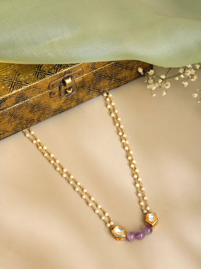 Ruby Raang Purple Amethyst Kundan Necklace - Distacart