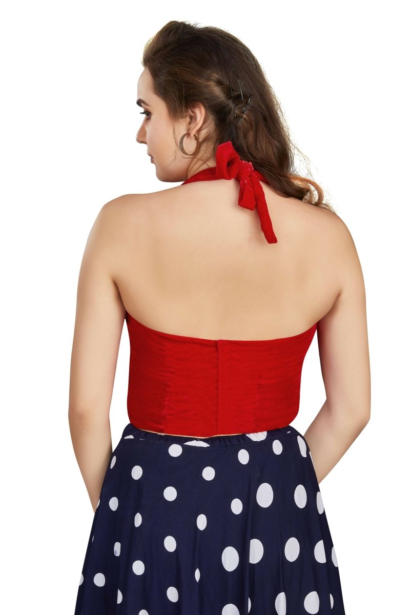Aastha Fashion Women's Women's Red Velvet Solid Readymade Blouse - Distacart